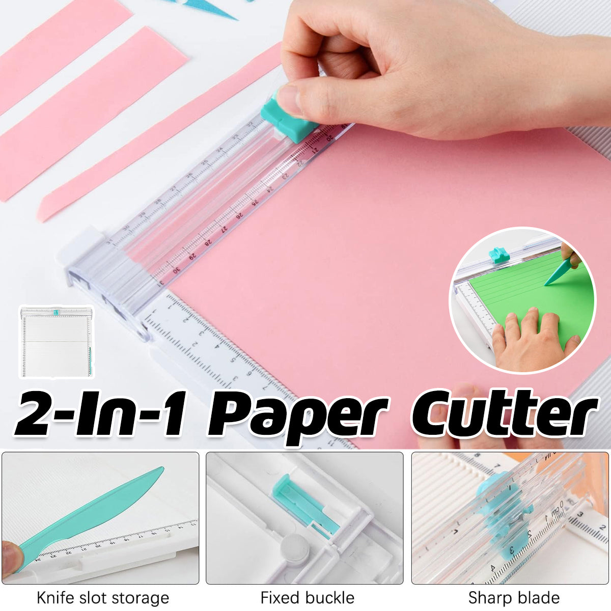 2-in-1 Foldable Paper Cutter with Scoring for A4 Photos