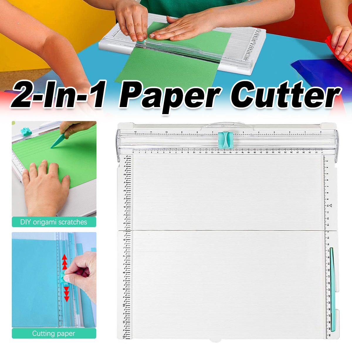 2-in-1 Foldable Paper Cutter with Scoring for A4 Photos