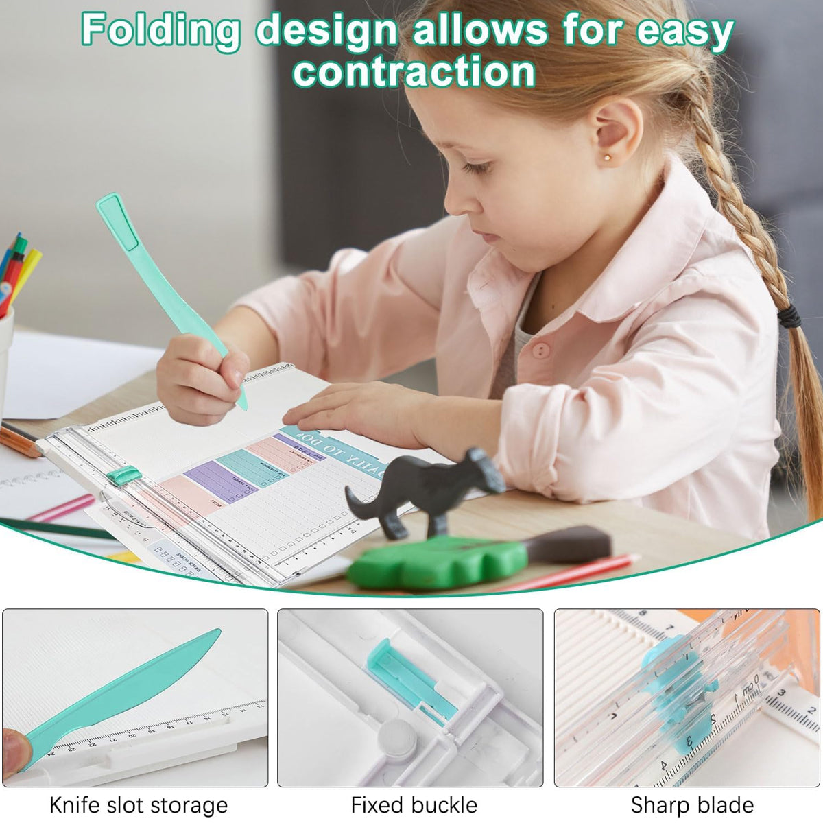 2-in-1 Foldable Paper Cutter with Scoring for A4 Photos