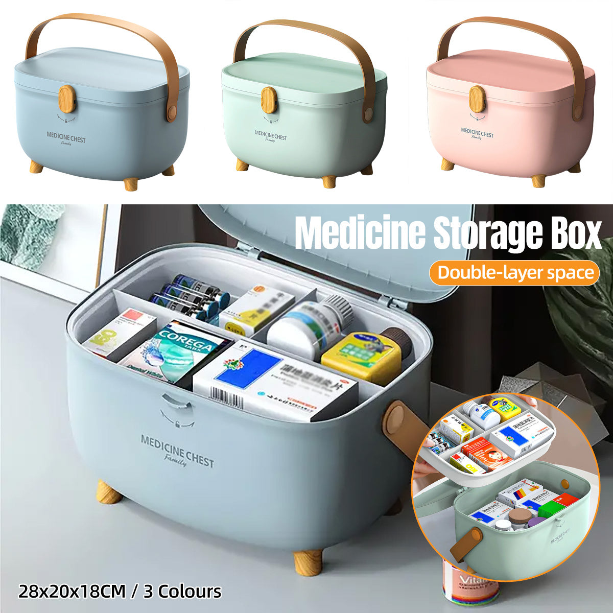 2-Layer Portable First Aid Kit Storage Box