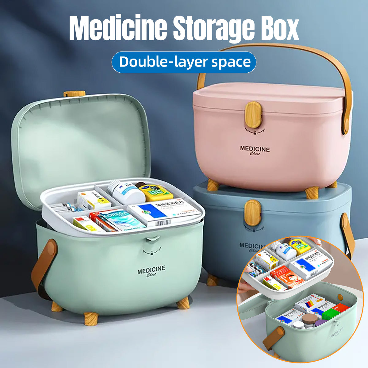 2-Layer Portable First Aid Kit Storage Box