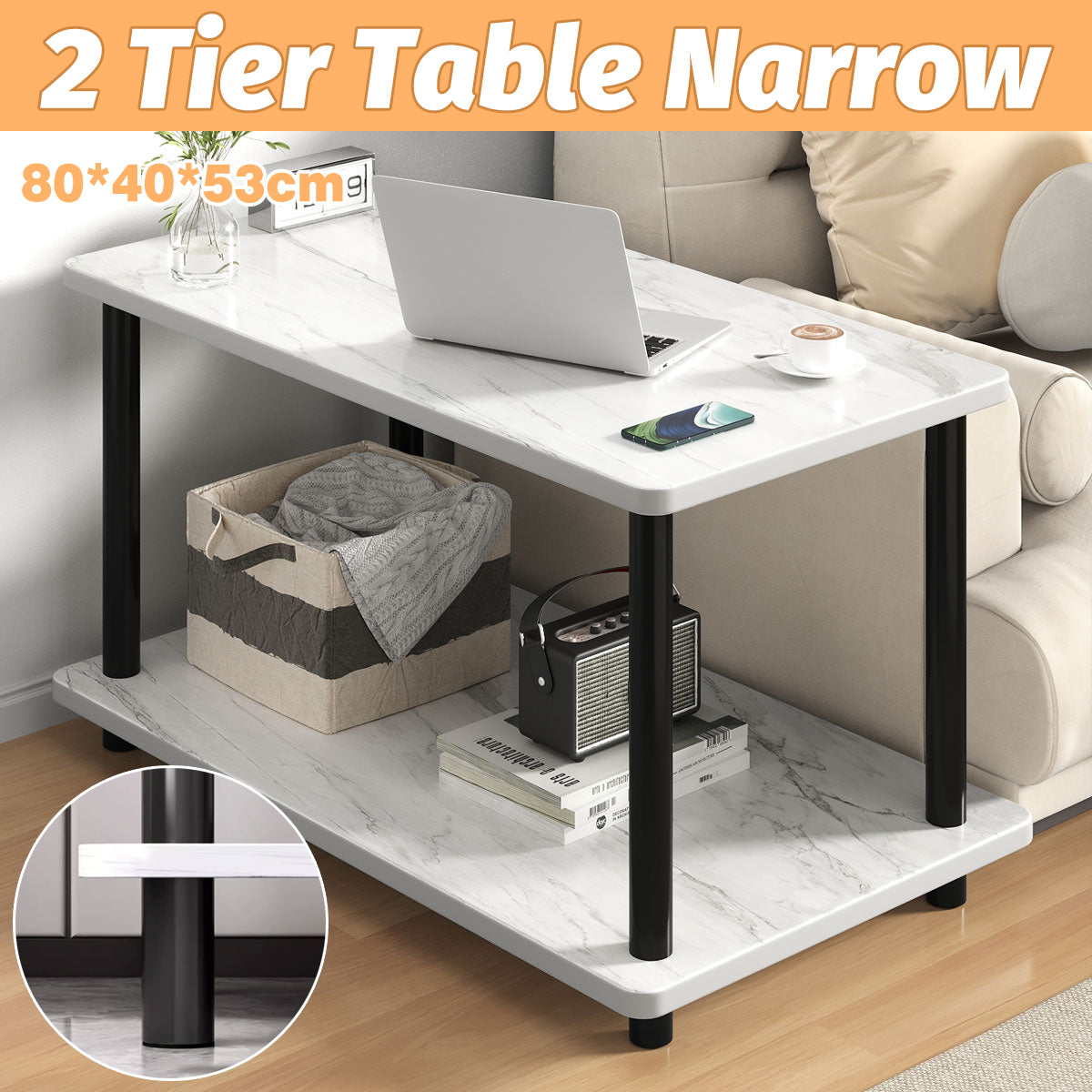 Office Break Room Coffee Table with Double Storage and Space-Saving Design