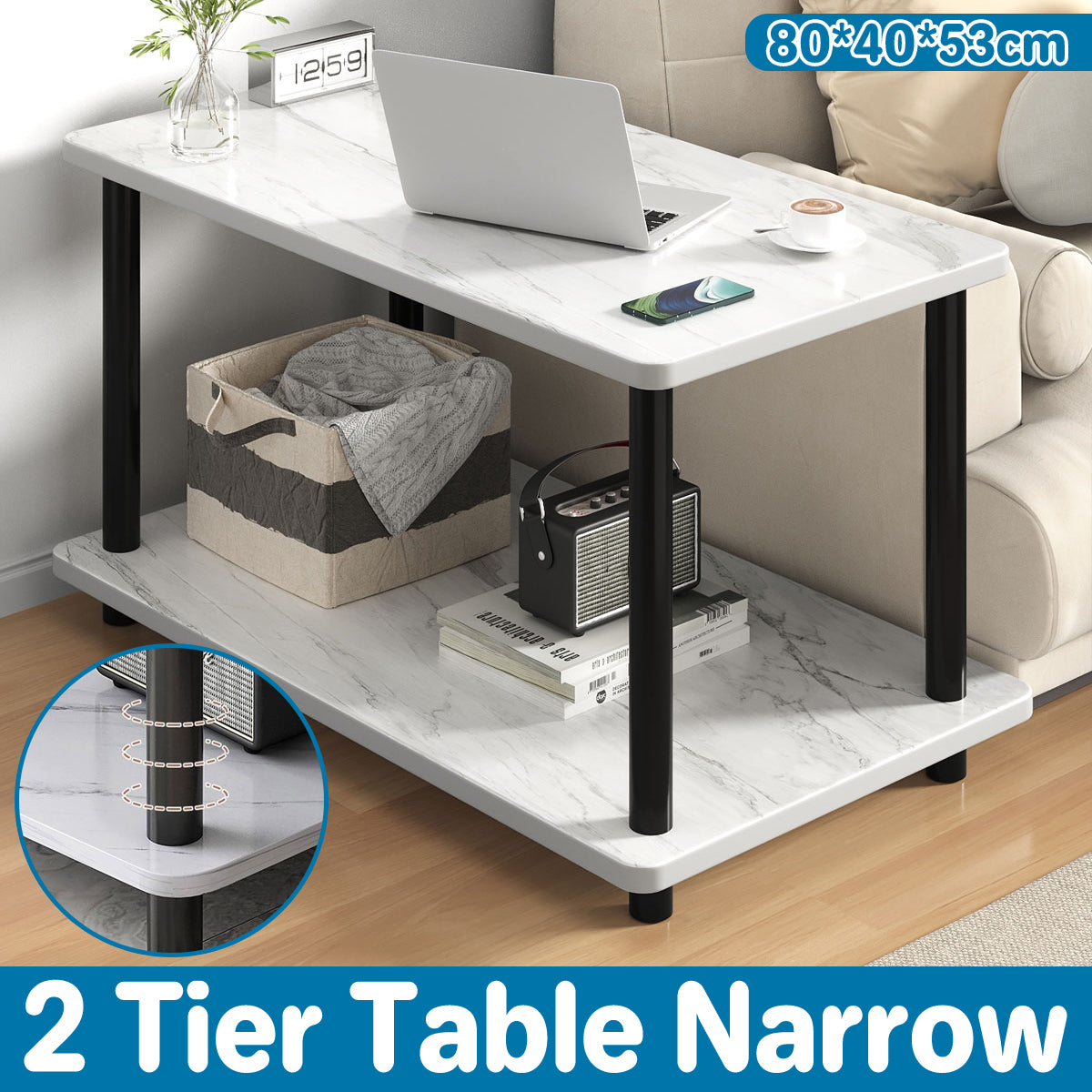 Office Break Room Coffee Table with Double Storage and Space-Saving Design