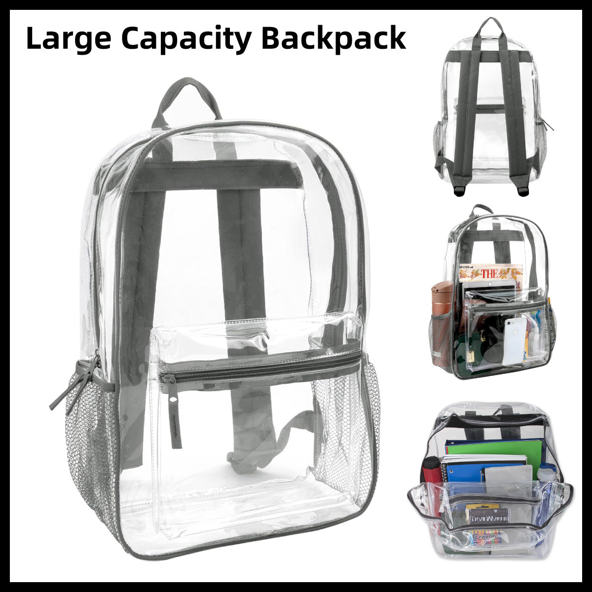 Waterproof Transparent PVC Backpack Travel Bag