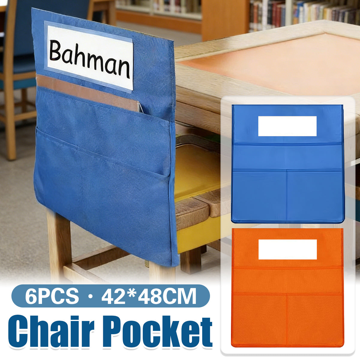 6 Pcs Oxford Cloth Chair Storage Bag Name Tag Slot