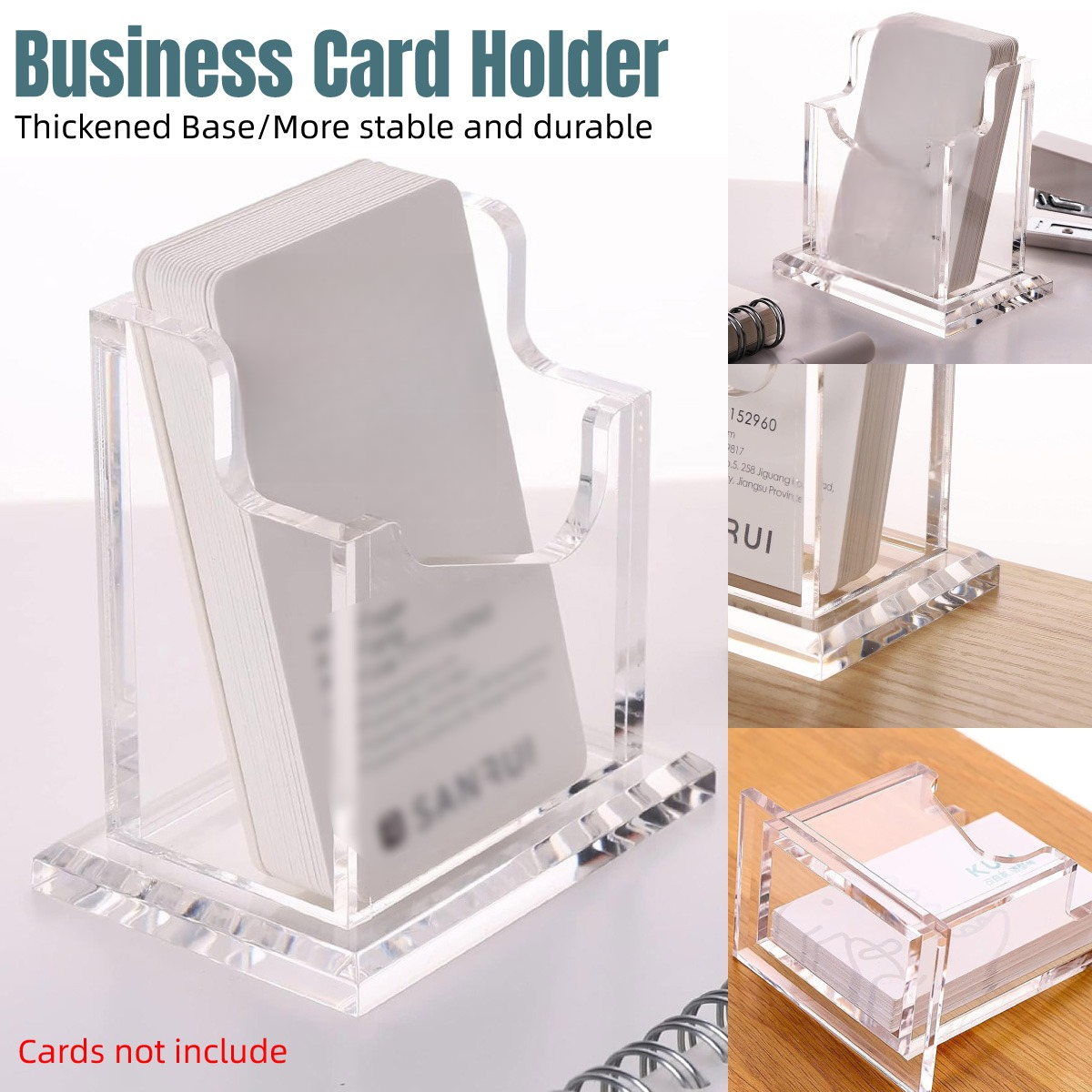 Clear Acrylic Business Card Holder with Stable Base Organizer