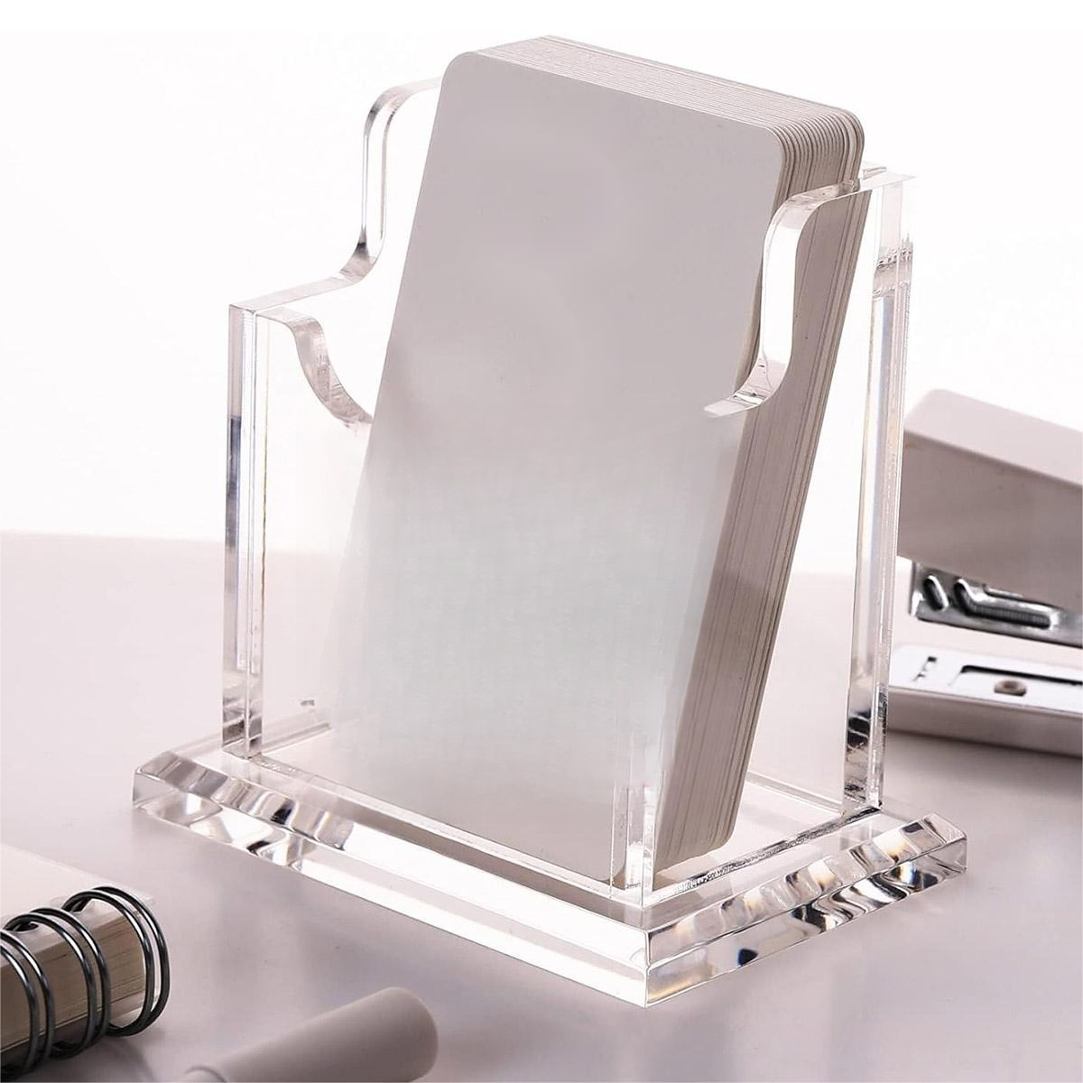 Clear Acrylic Business Card Holder with Stable Base Organizer