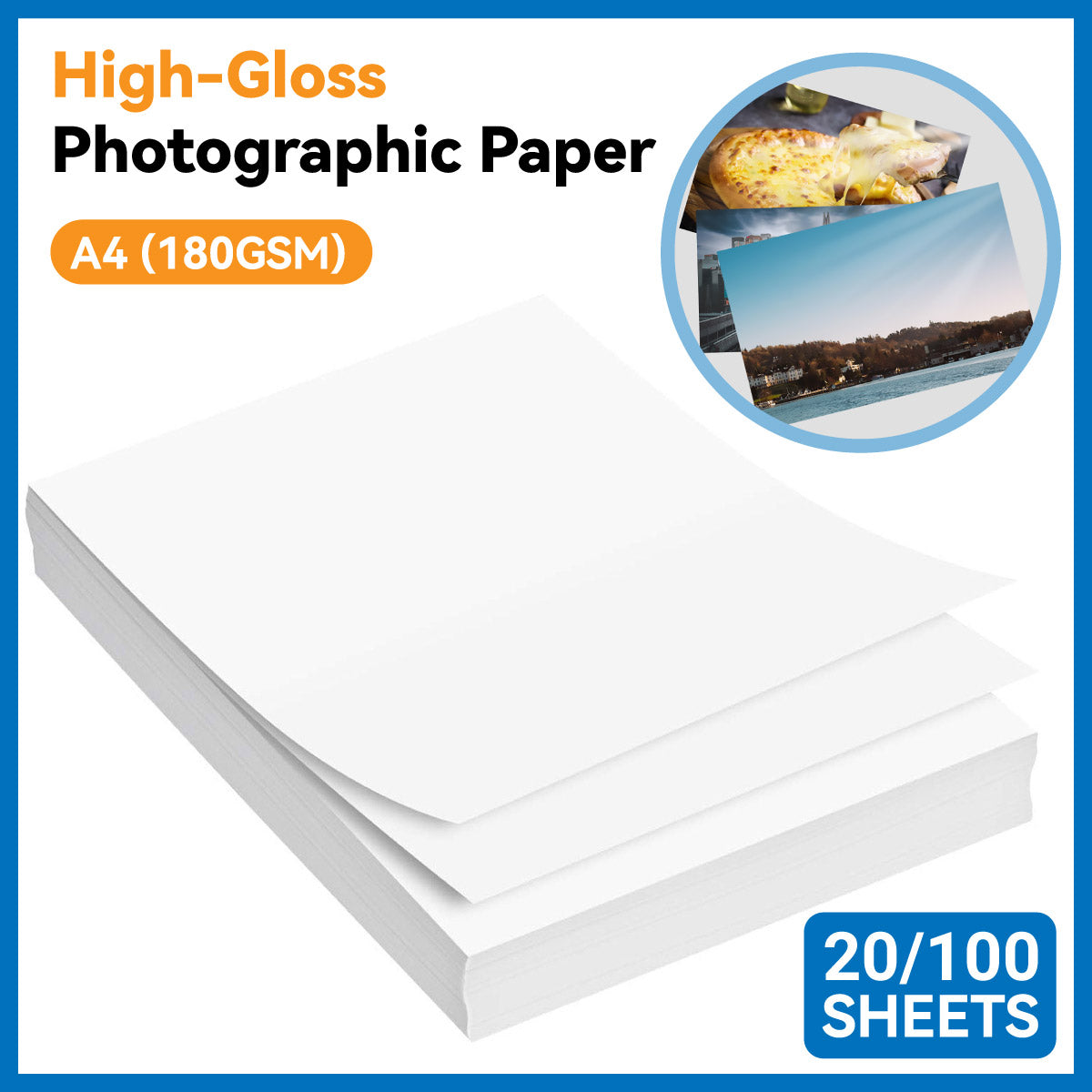 20-100 Sheets A4 High-Gloss Photo Paper Inkjet