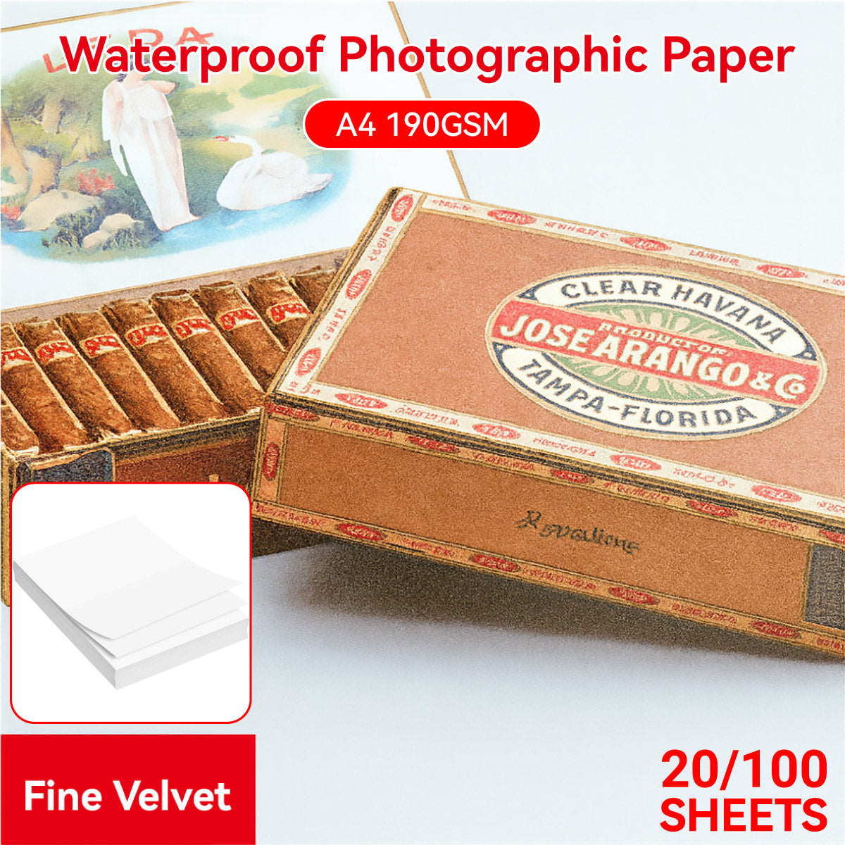 A4 Waterproof High Gloss Photo Paper 190gsm Inkjet