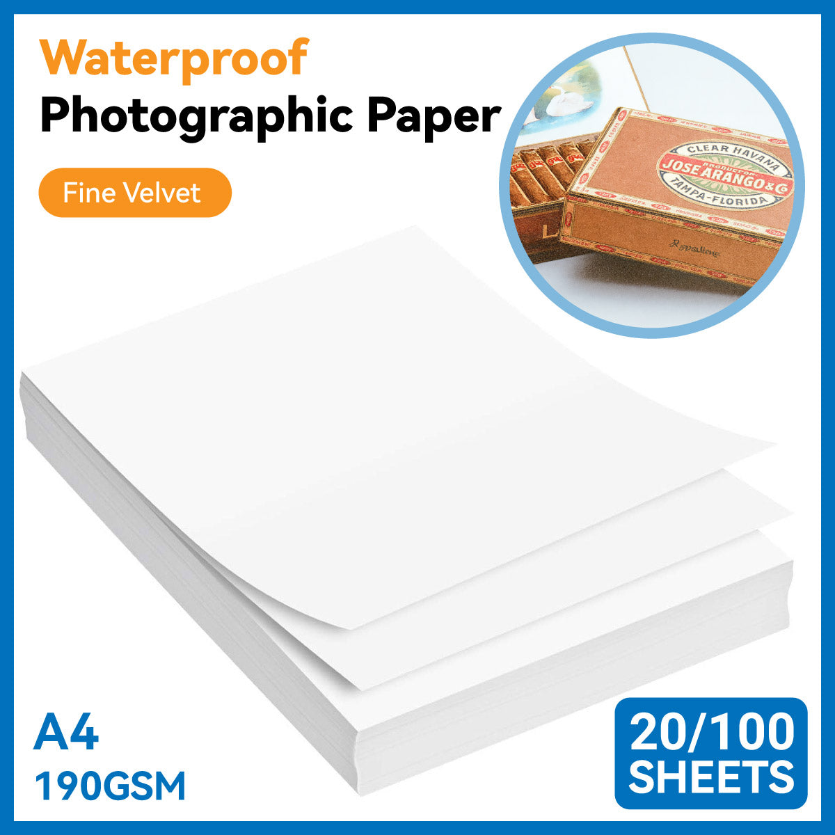 A4 Waterproof High Gloss Photo Paper 190gsm Inkjet