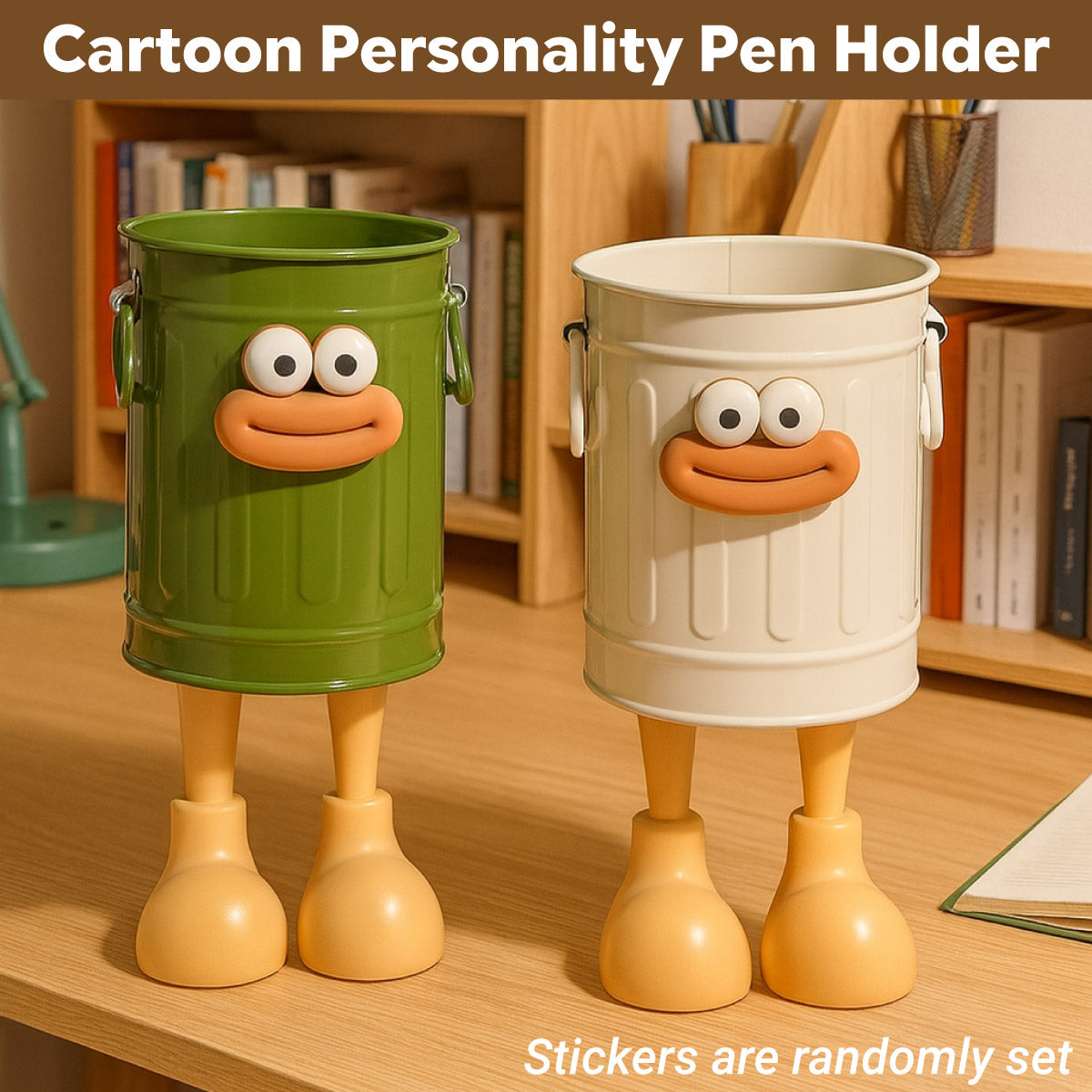 Cartoon Metal Pen Holder with Side Handles