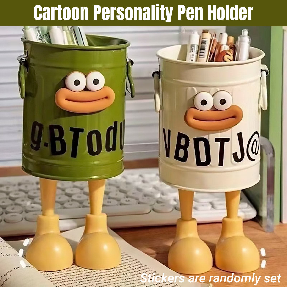 Cartoon Metal Pen Holder with Side Handles