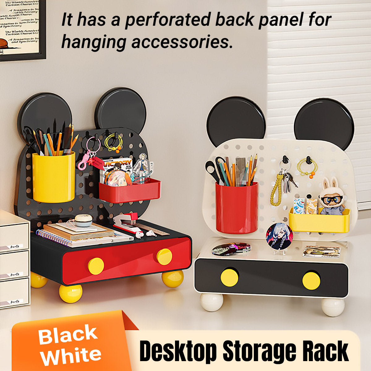 Cartoon Desktop Drawer Organizer with Pegboard