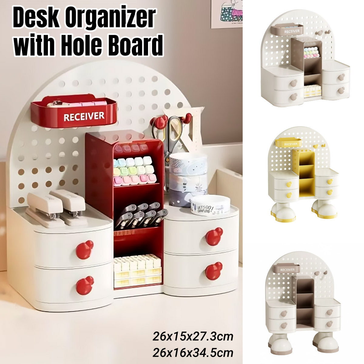 Desk Organizer with Pegboard and Drawer for Office
