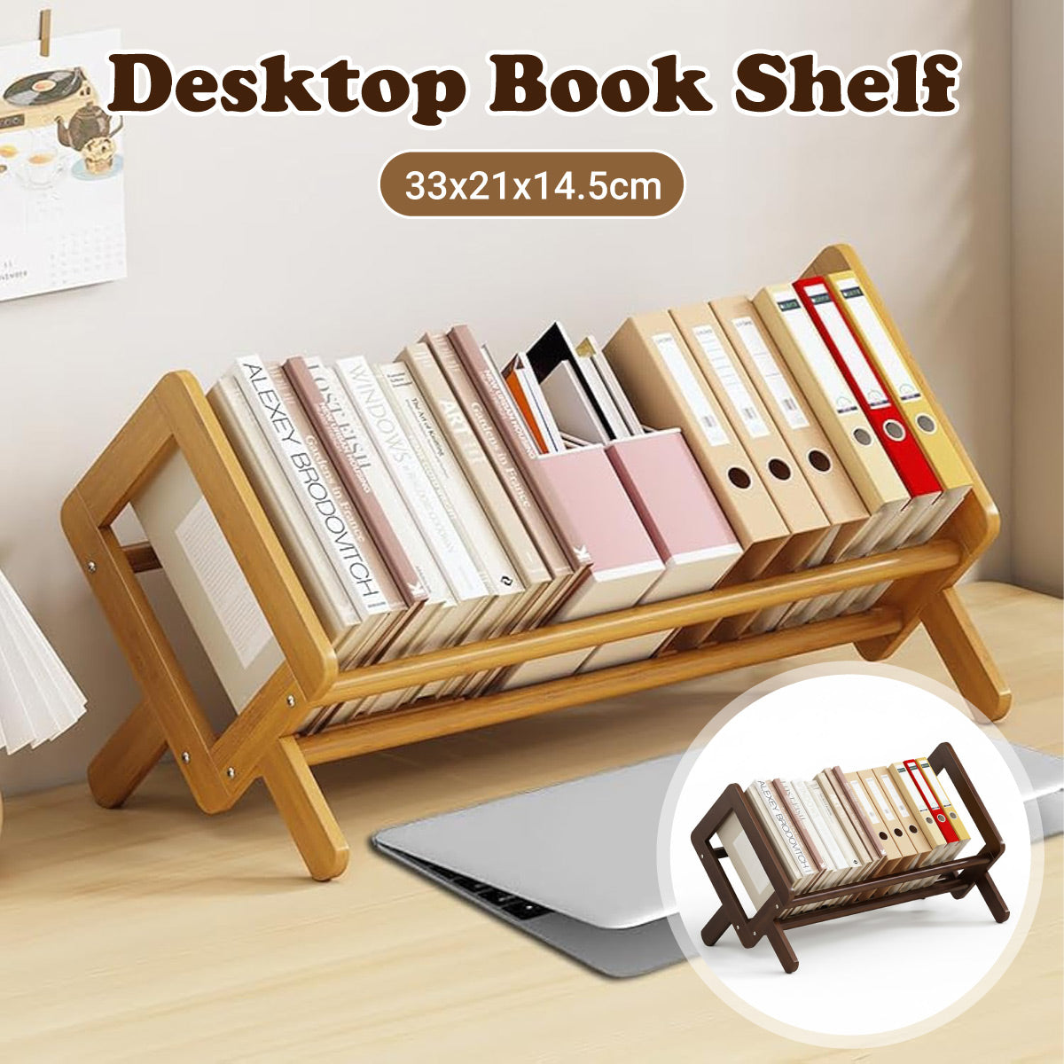 Bamboo Desktop Bookshelf with Angled Design