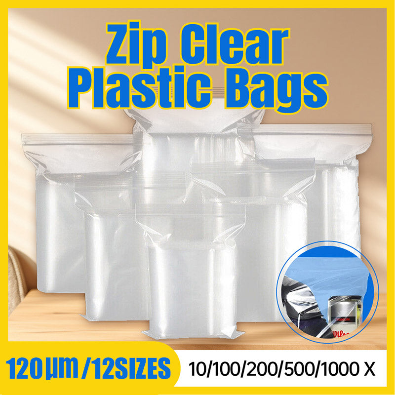 120μm  Zip Lock Plastic Bags Thick Clear Resealable