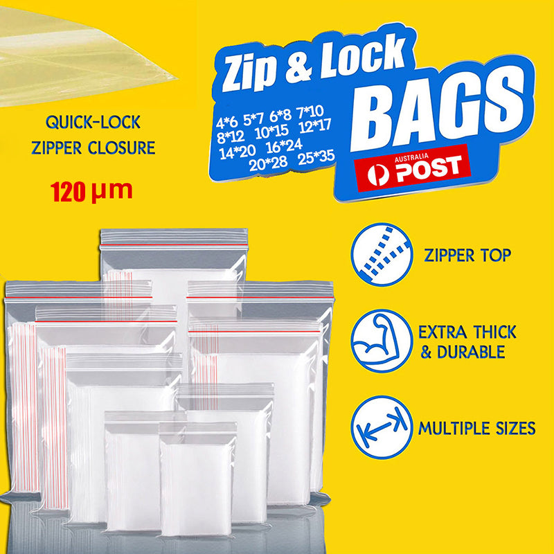 120μm  Zip Lock Plastic Bags Thick Clear Resealable