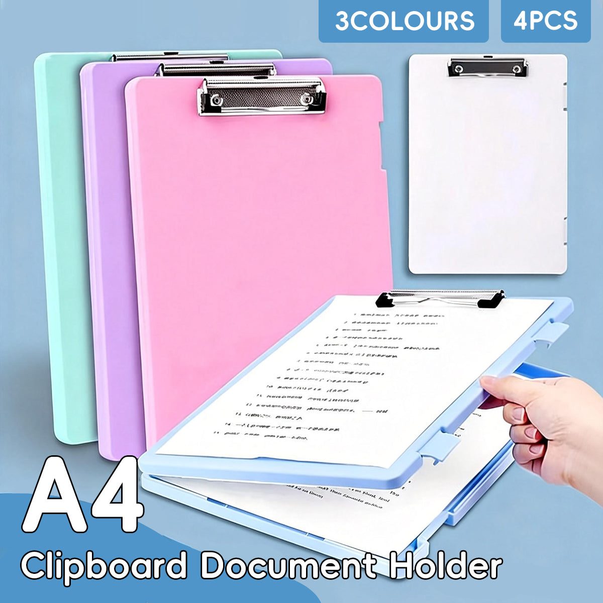4 Pcs A4 File Folder Clipboards with Pen Slot