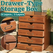 Solid Wood Desktop Storage Box with 4 or 5 Drawers