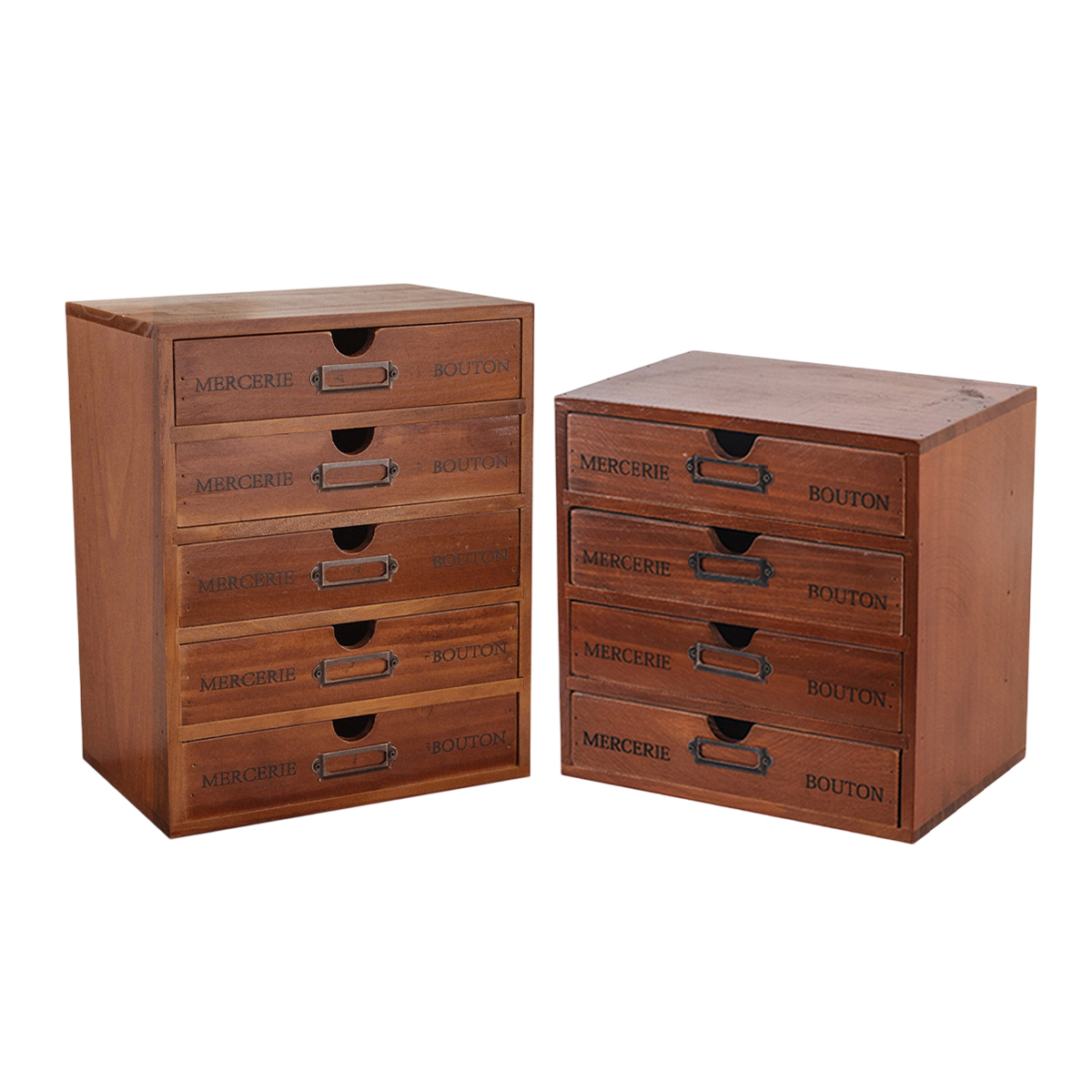 Solid Wood Desktop Storage Box with 4 or 5 Drawers
