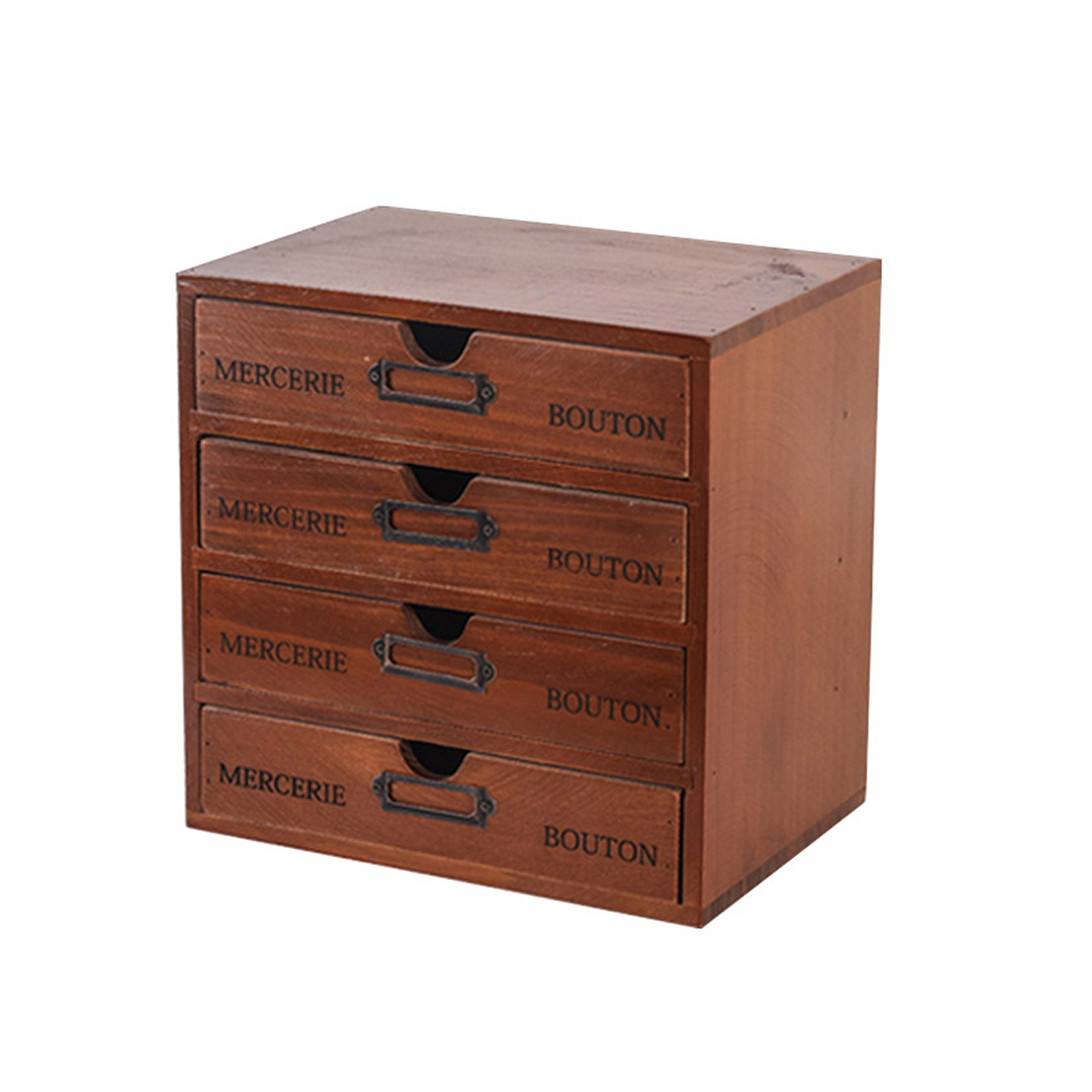 Solid Wood Desktop Storage Box with 4 or 5 Drawers