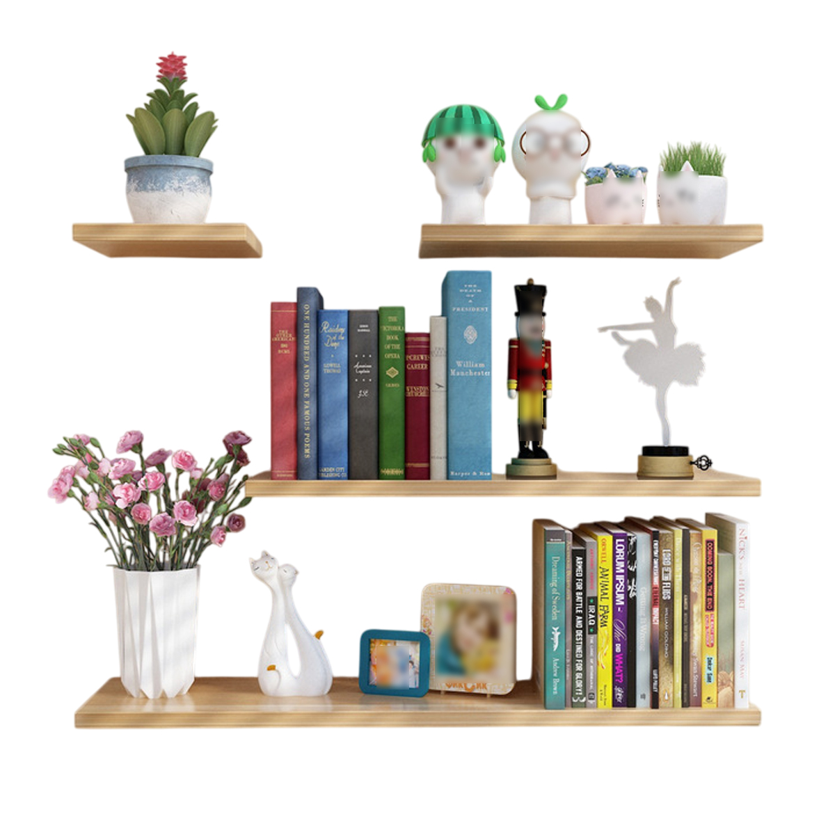 4 Pcs Wall-Mounted Floating Shelves for Home Decor