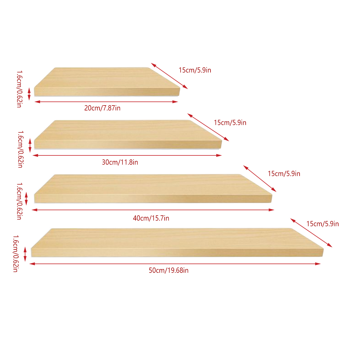 4 Pcs Wall-Mounted Floating Shelves for Home Decor