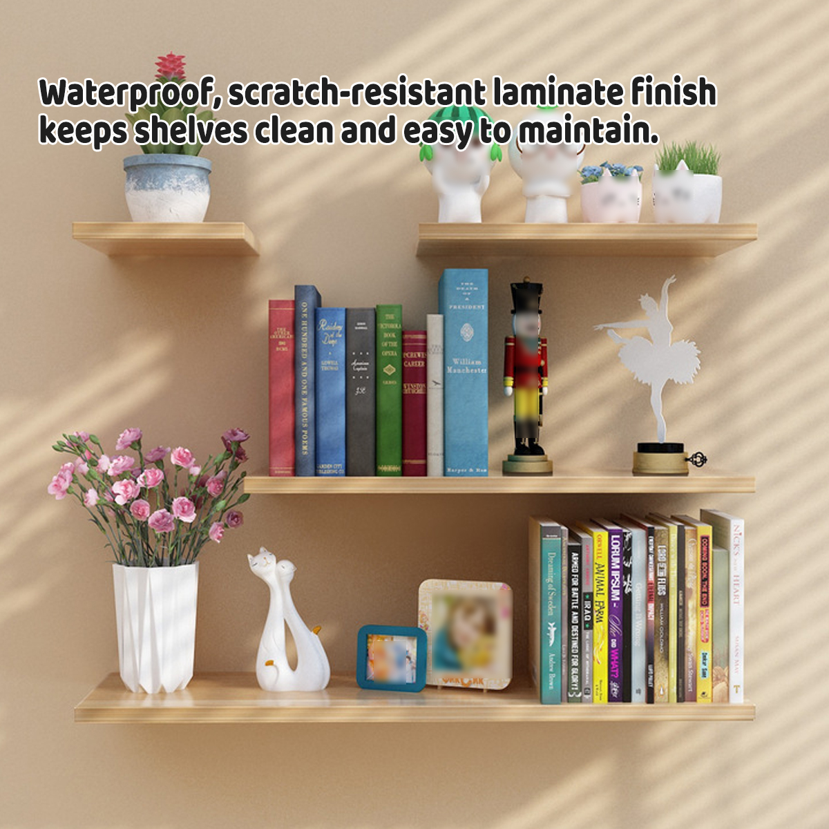 4 Pcs Wall-Mounted Floating Shelves for Home Decor