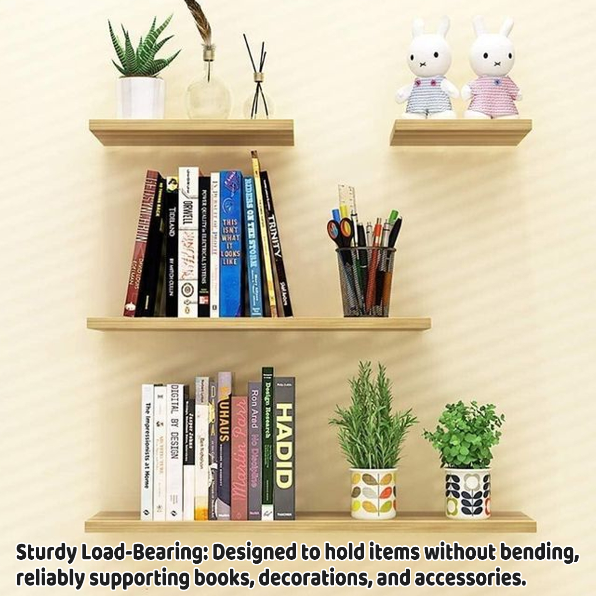 4 Pcs Wall-Mounted Floating Shelves for Home Decor