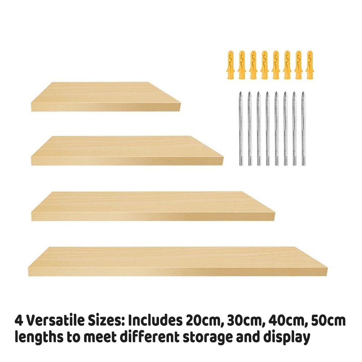 4 Pcs Wall-Mounted Floating Shelves for Home Decor