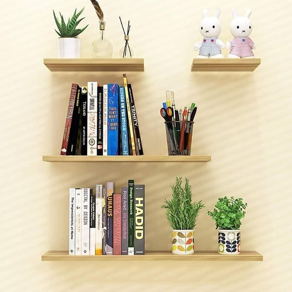 4 Pcs Wall-Mounted Floating Shelves for Home Decor