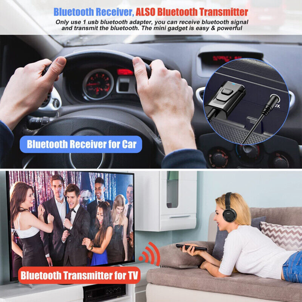 2-in-1 USB Bluetooth 5.0 Transmitter Receiver Adapter
