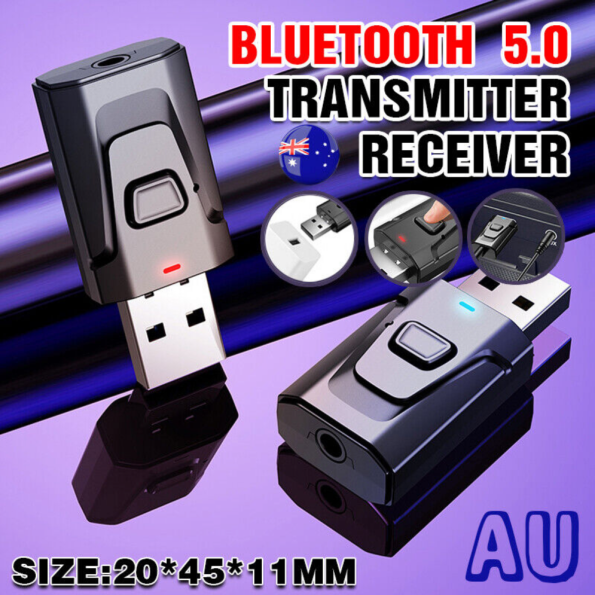2-in-1 USB Bluetooth 5.0 Transmitter Receiver Adapter
