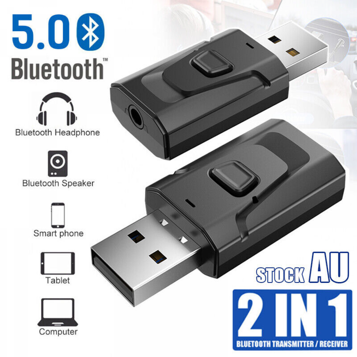 2-in-1 USB Bluetooth 5.0 Transmitter Receiver Adapter