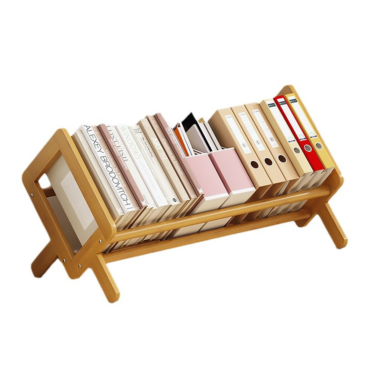 Bamboo Desktop Bookshelf with Angled Design