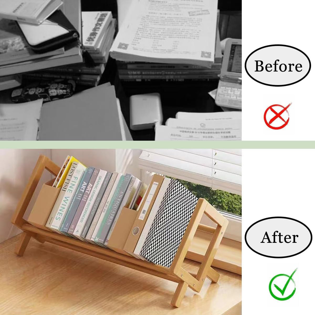 Bamboo Desktop Bookshelf with Angled Design