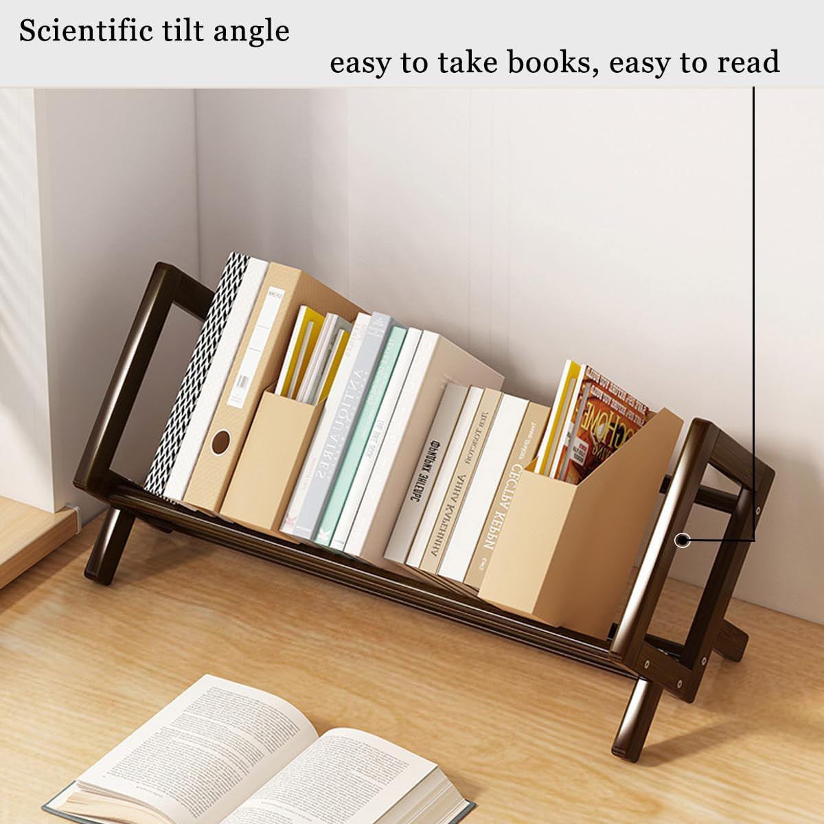 Bamboo Desktop Bookshelf with Angled Design