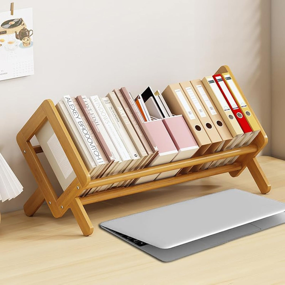 Bamboo Desktop Bookshelf with Angled Design