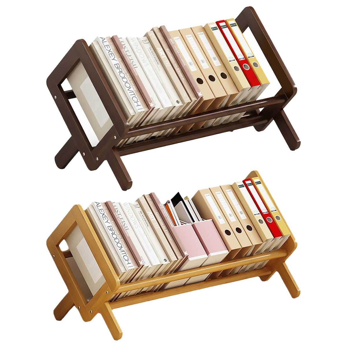 Bamboo Desktop Bookshelf with Angled Design