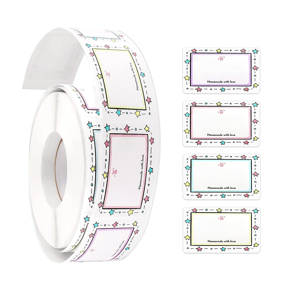 500PCS Name Label Stickers with Colour Border Roll