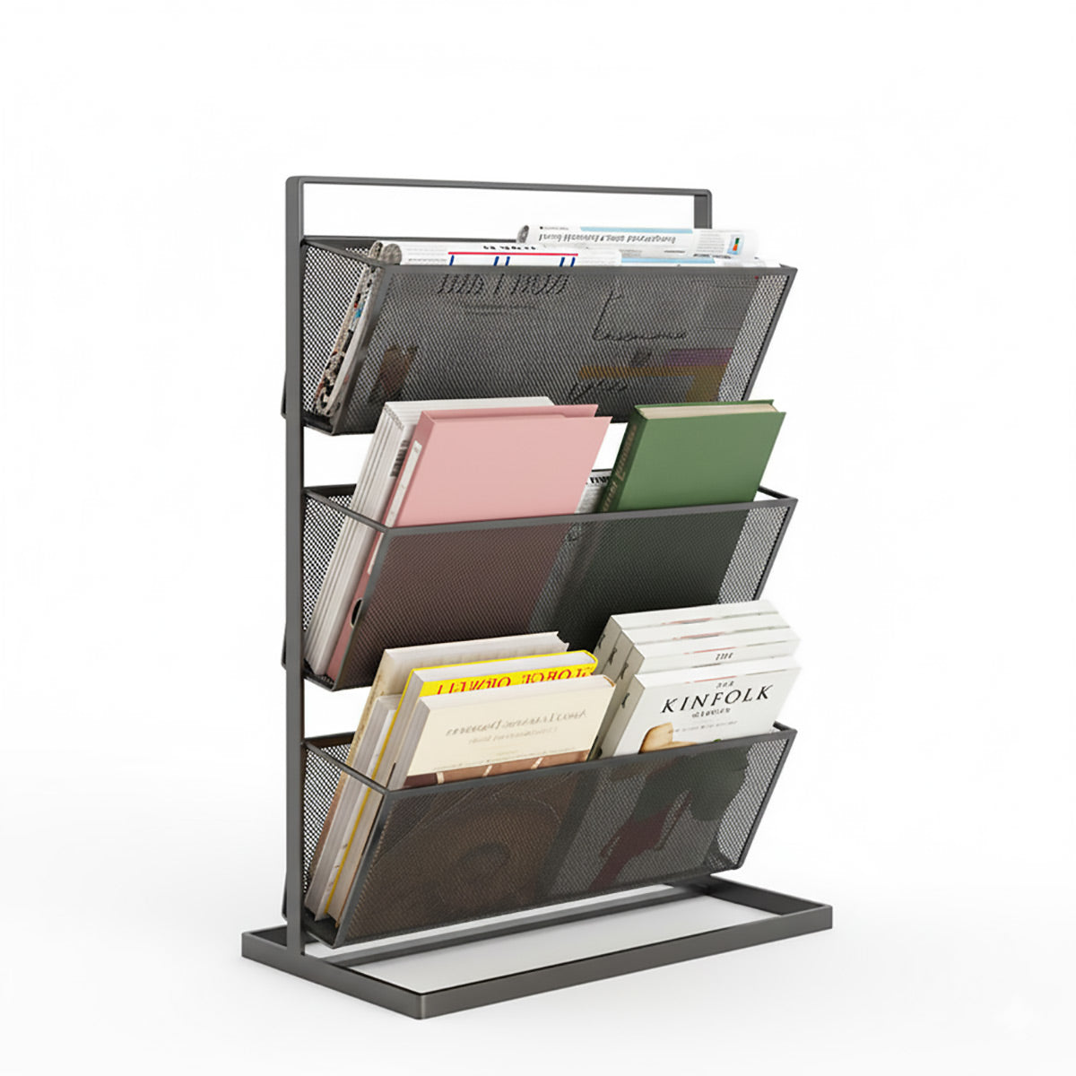 3-Tier Desktop Mesh Bookshelf for Magazines