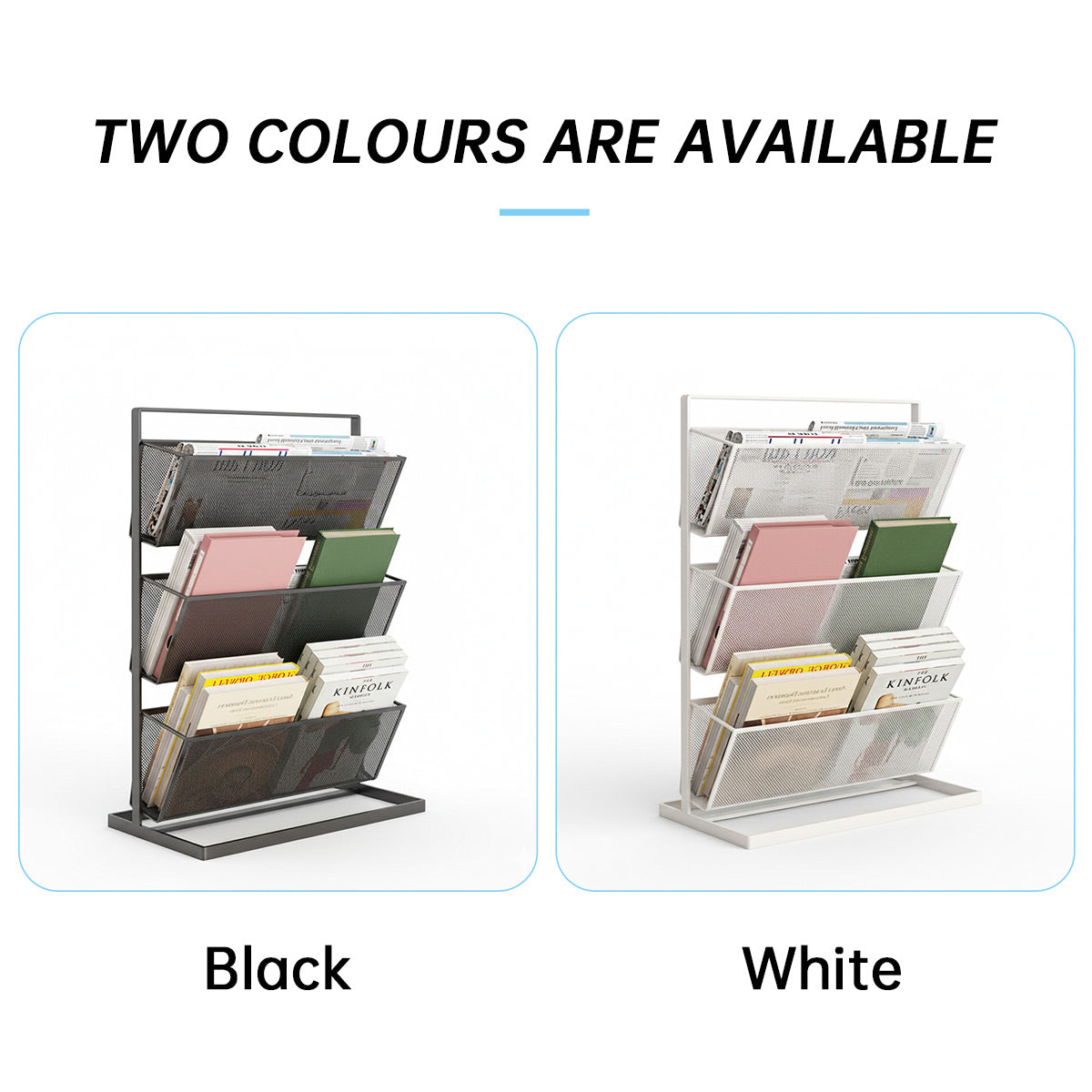 3-Tier Desktop Mesh Bookshelf for Magazines