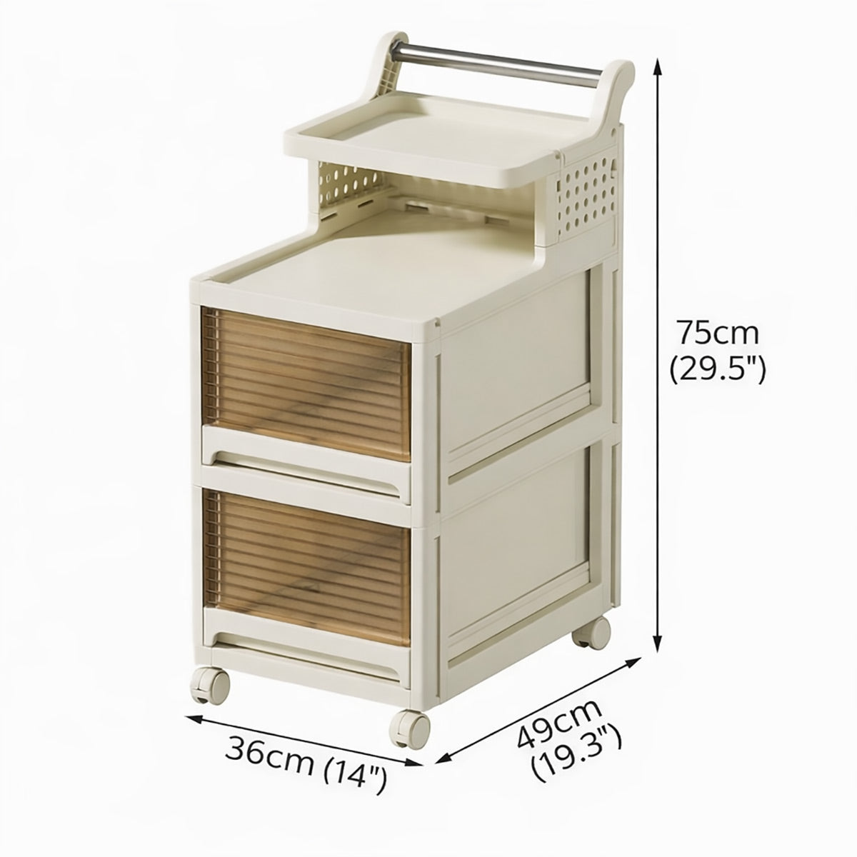 4-Tier Storage Trolley Transparent Drawers on Wheels
