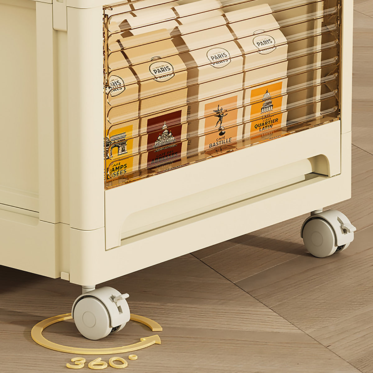 4-Tier Storage Trolley Transparent Drawers on Wheels