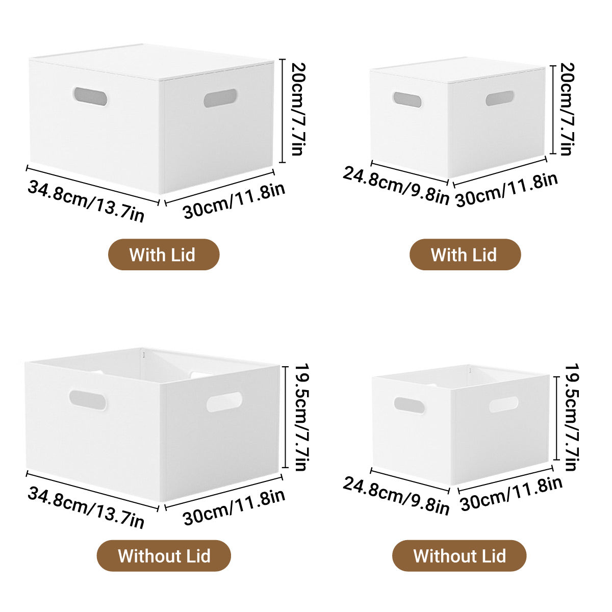 Portable White Storage Box with Handles Home Office