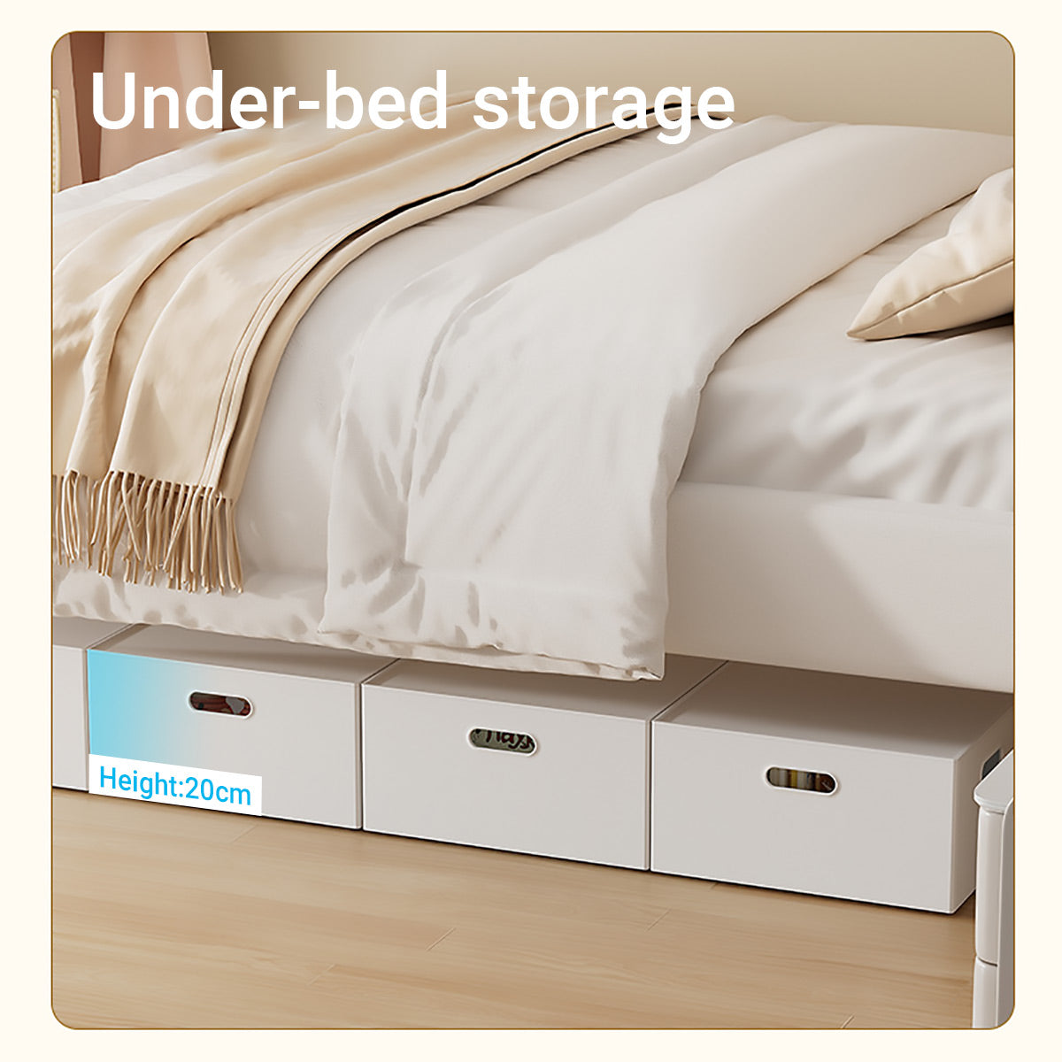 Portable White Storage Box with Handles Home Office