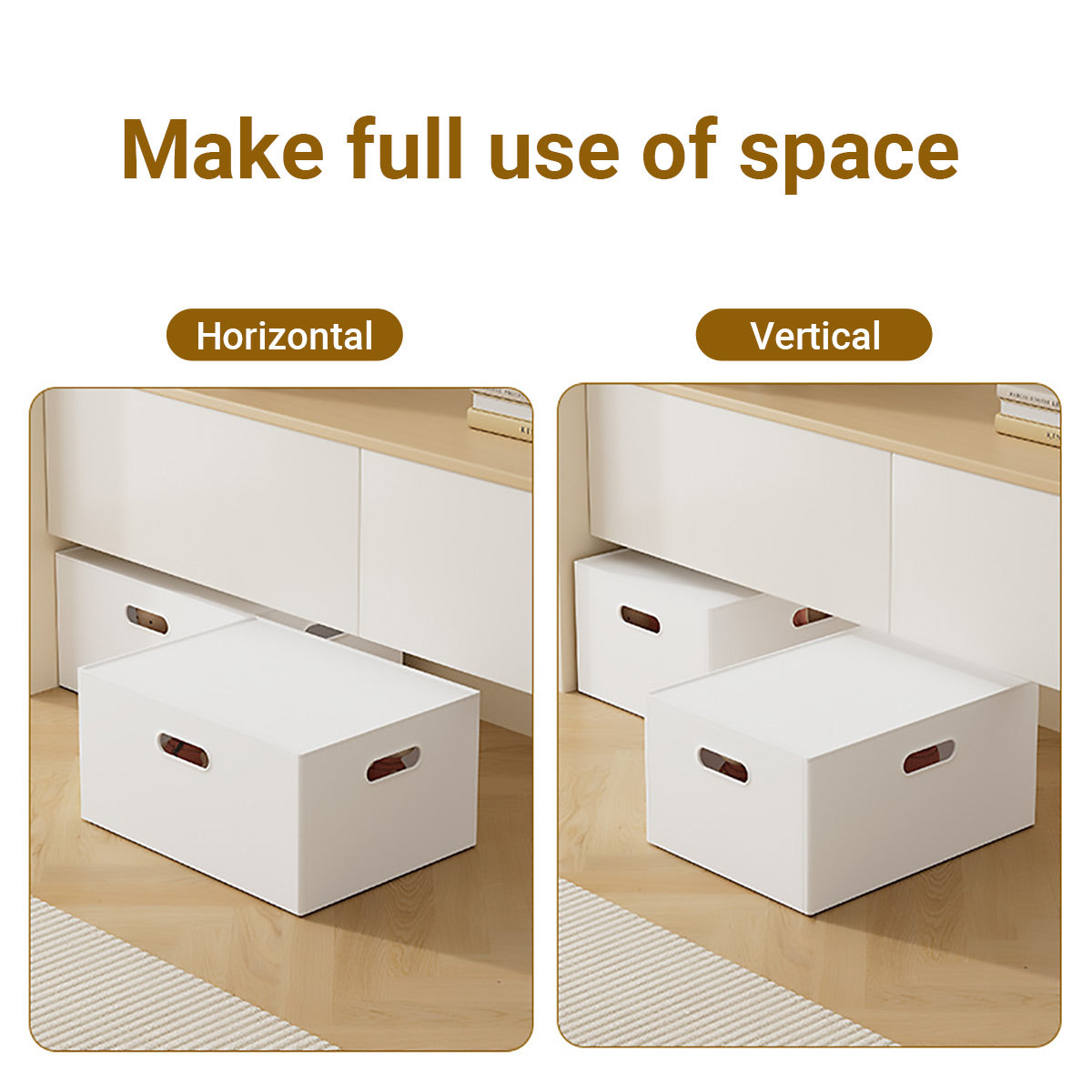 Portable White Storage Box with Handles Home Office