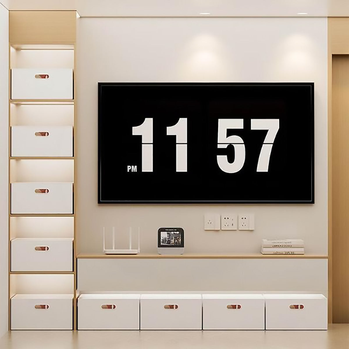 Portable White Storage Box with Handles Home Office