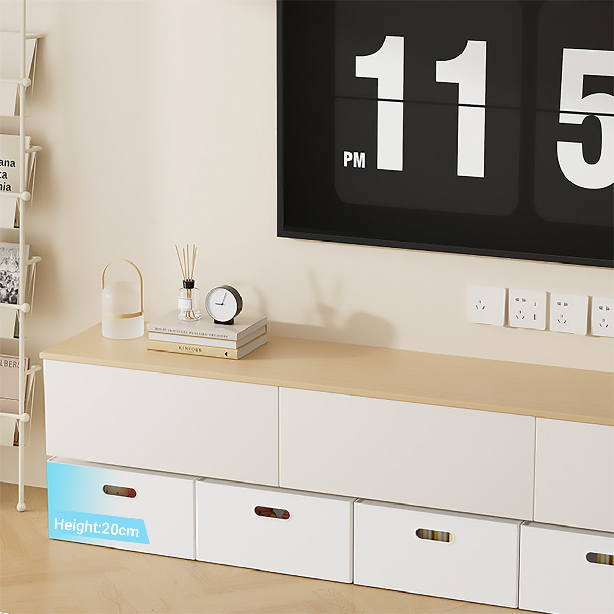Portable White Storage Box with Handles Home Office