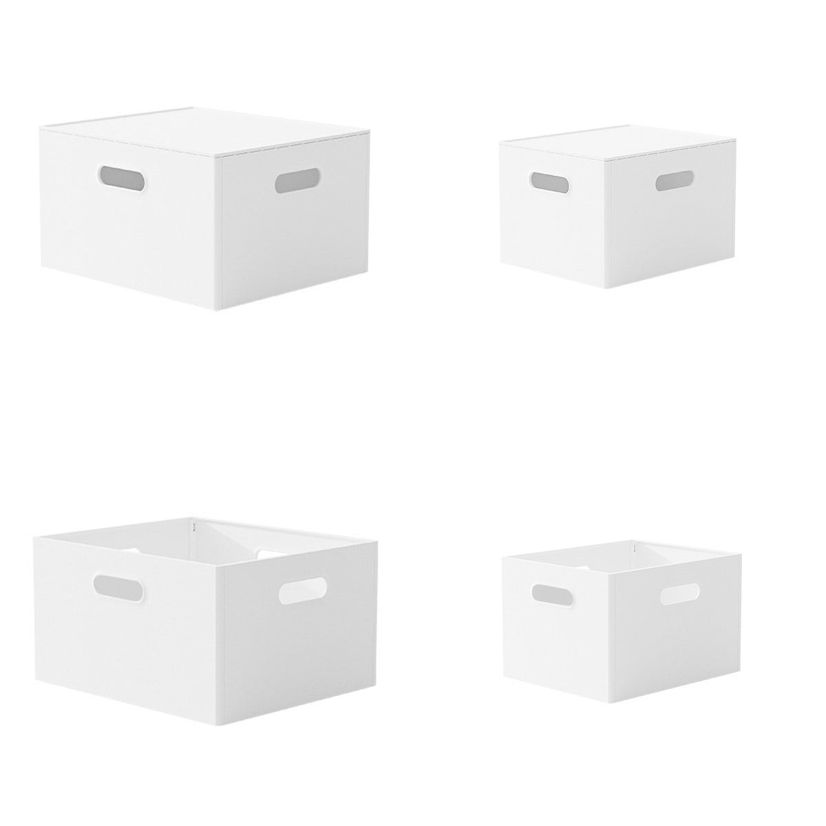 Portable White Storage Box with Handles Home Office